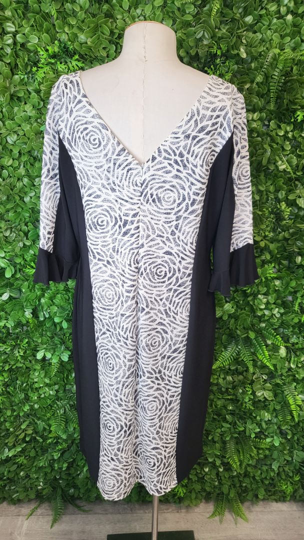 Joseph Ribkoff Black/White Pearl Insert Dress (14)