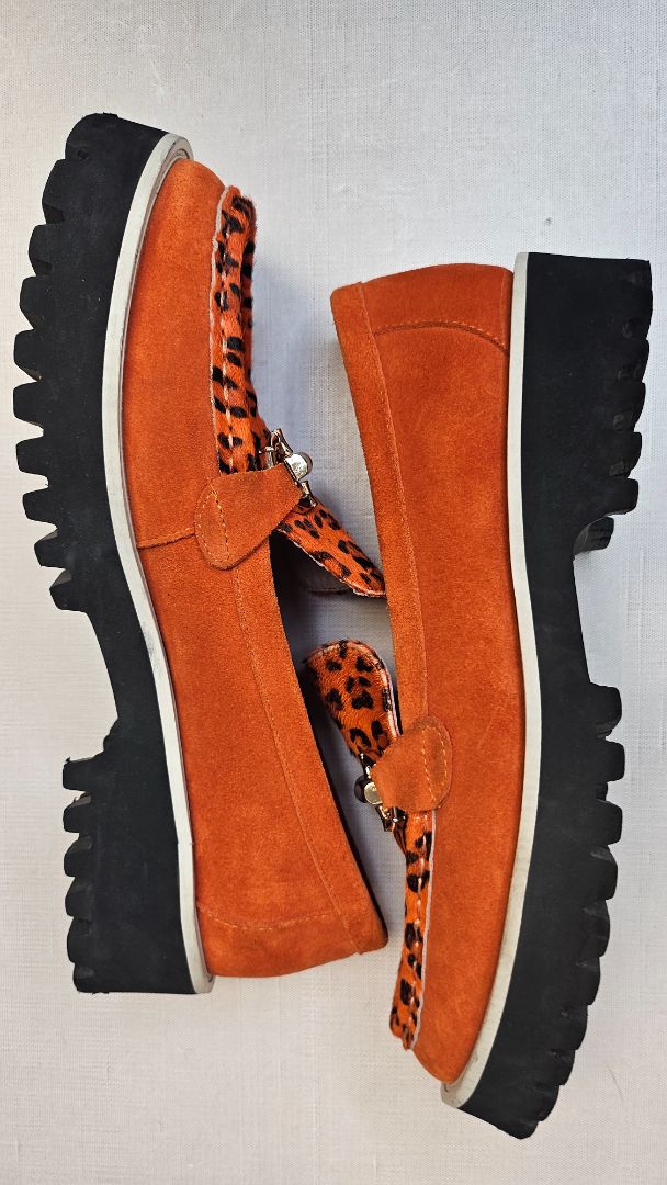 Andrea Biani Orange Animal Loafer (40)