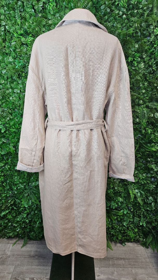 Lordship Linen Oat Linen Trench Coat (14-16)