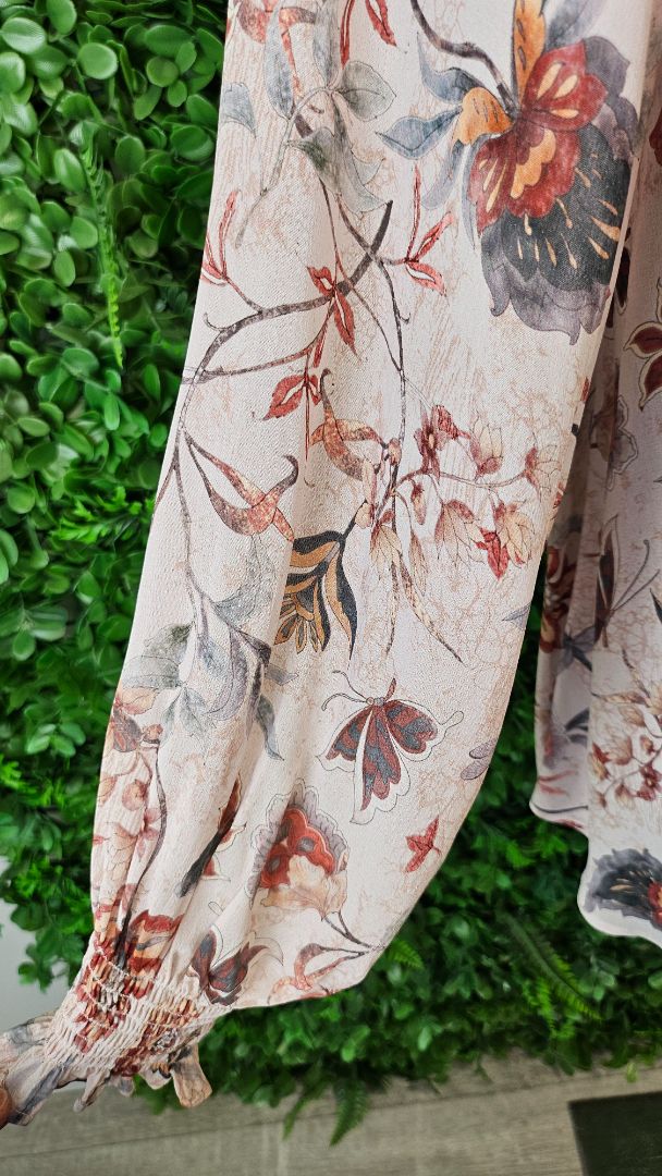 Blue Illusion Floral Floaty Blouse (12-14)