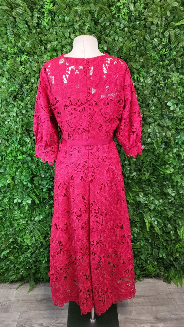 Moss & Spy Crimson Lace Dress (12)