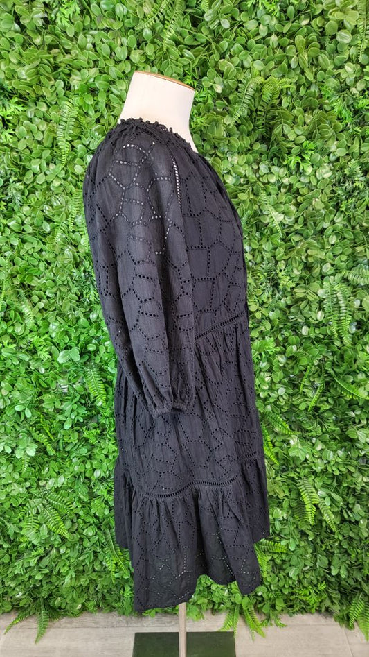 Among The Brave Black Broderie Dress (8-10)