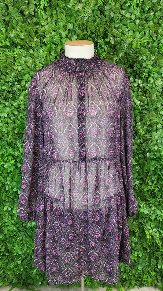 Moochi Faithfully Print Sheer Dress (8-10)