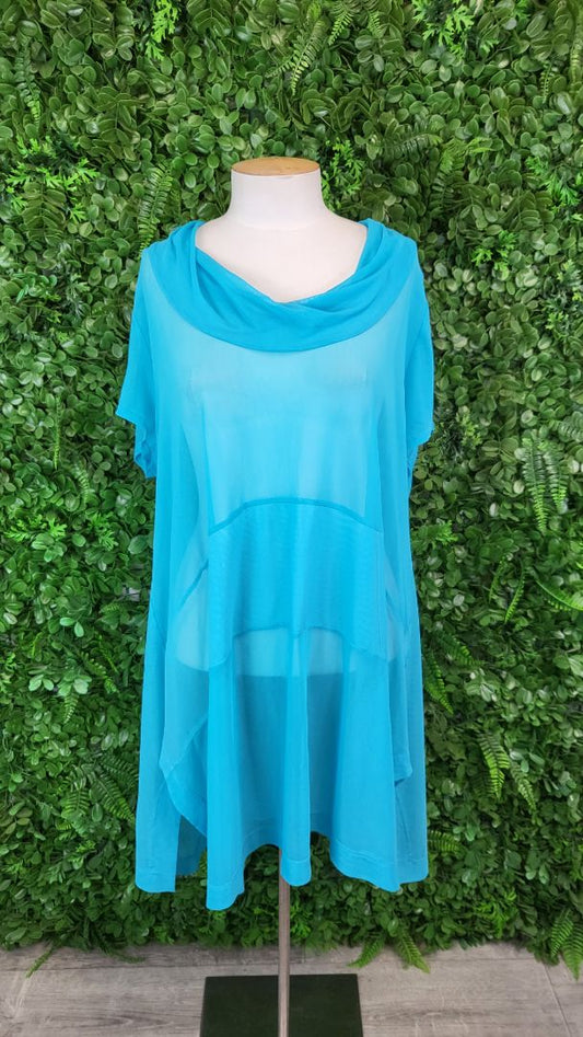 TS Blue Mesh Overlay Top (18-20)