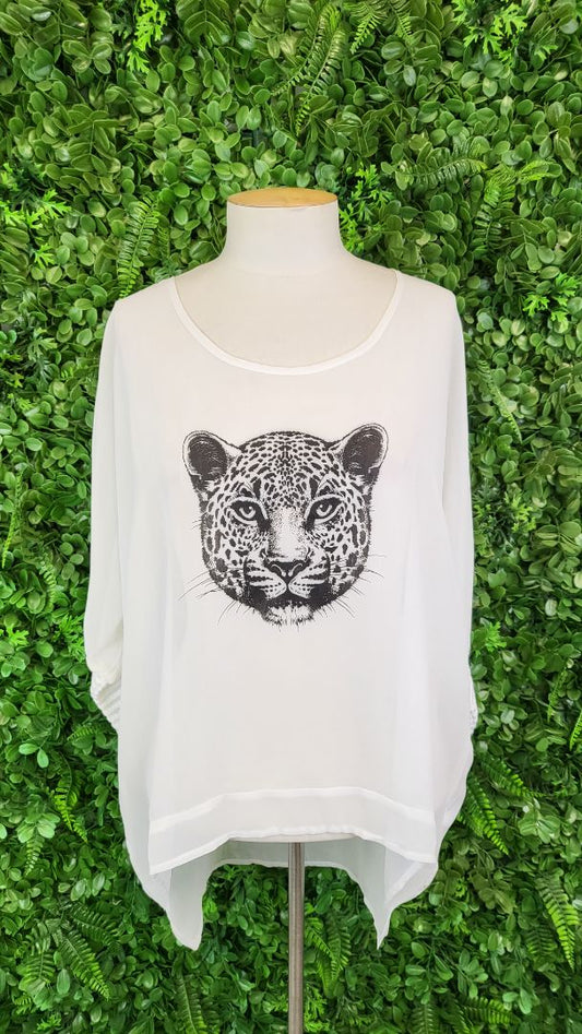 Mi Moso White Leopard Top (8-12)