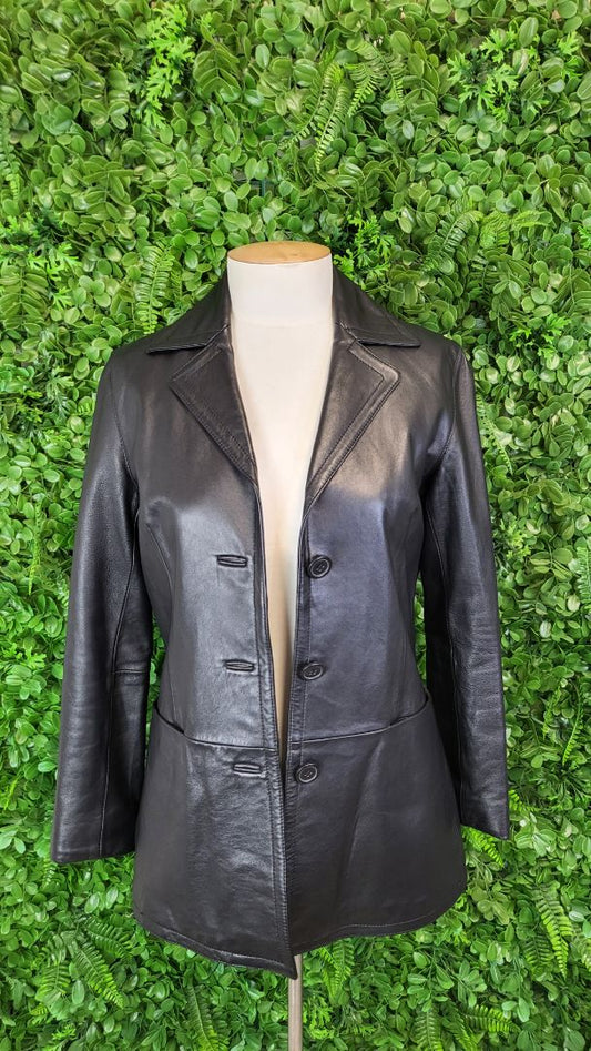 Jacqui.E Black Leather Jacket (6-8)