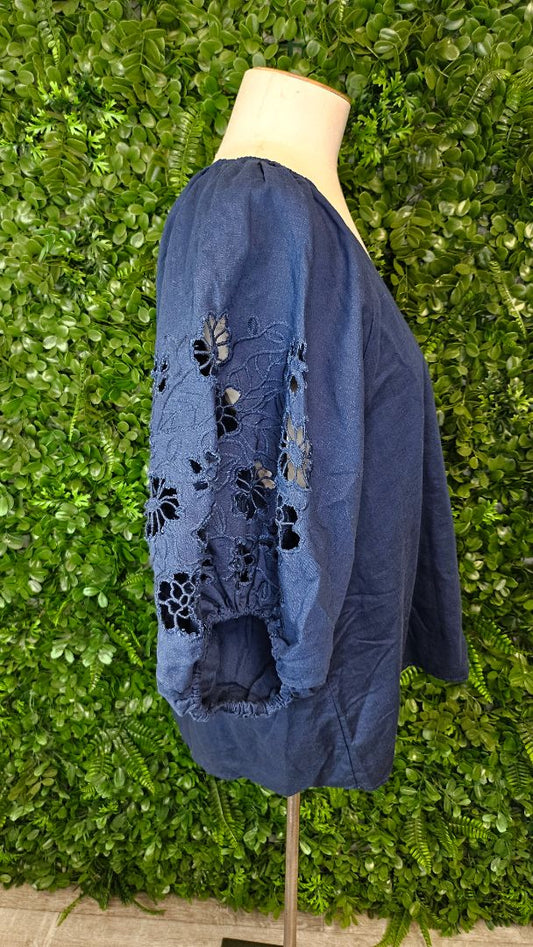 Fate+Becker Dark Blue Linen Blend Top (14)