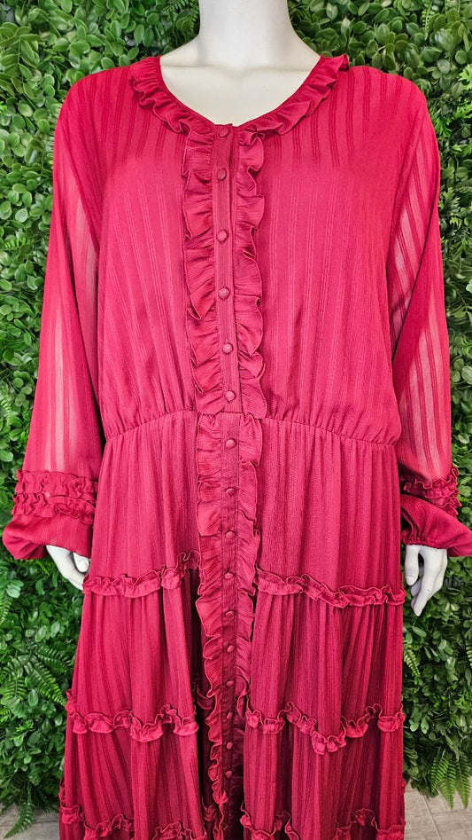 Stella Royal Burgundy Frill Front Dress (22)