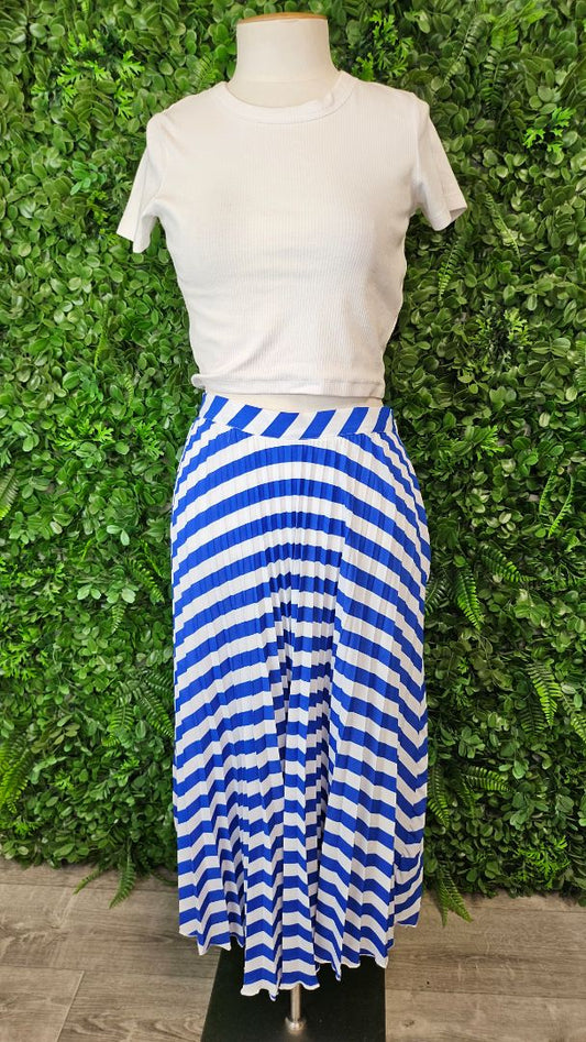 Portmans Striped Pleat Skirt (10)