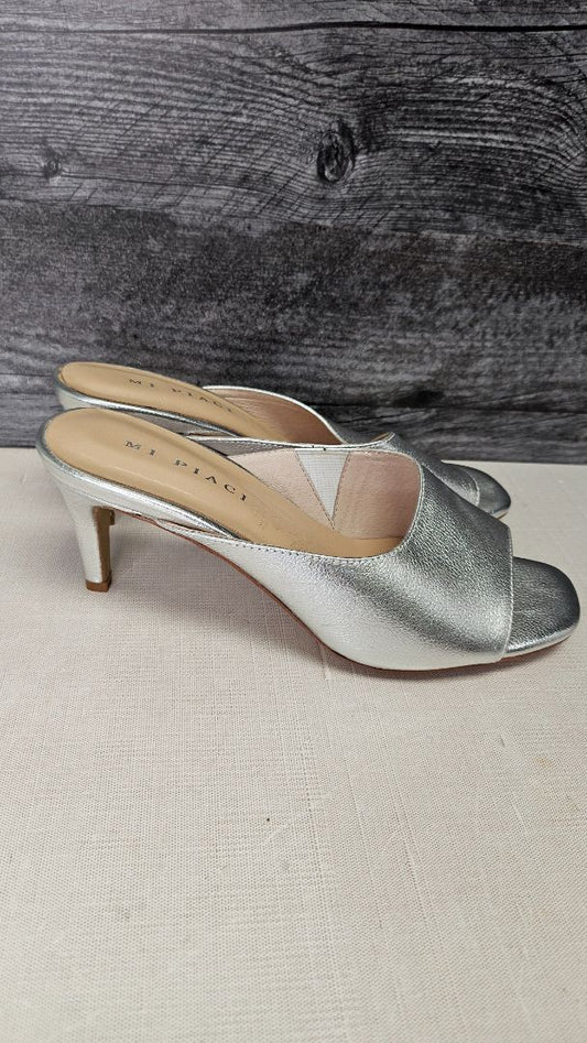 Mi Piaci Silver Slide Heels (37)