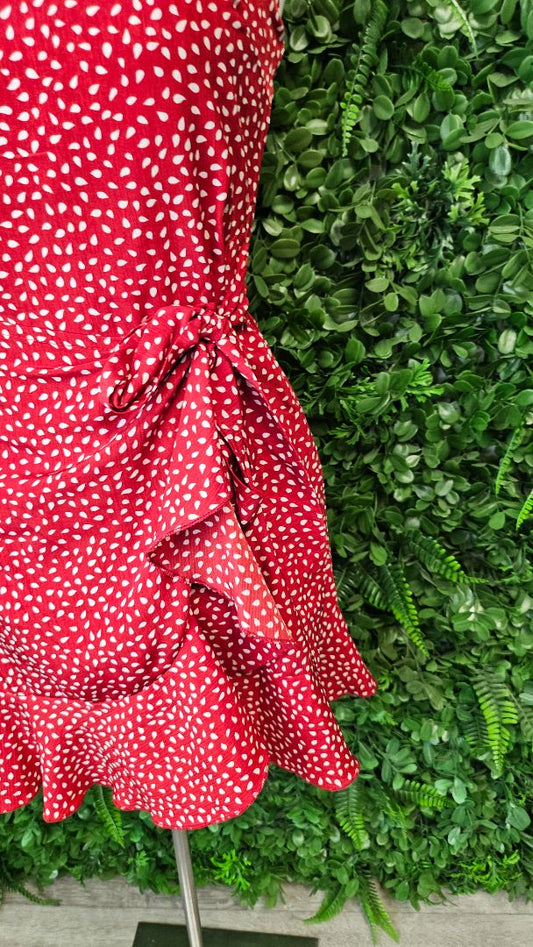 Rumor Red Print Mini Wrap Dress (6-8)