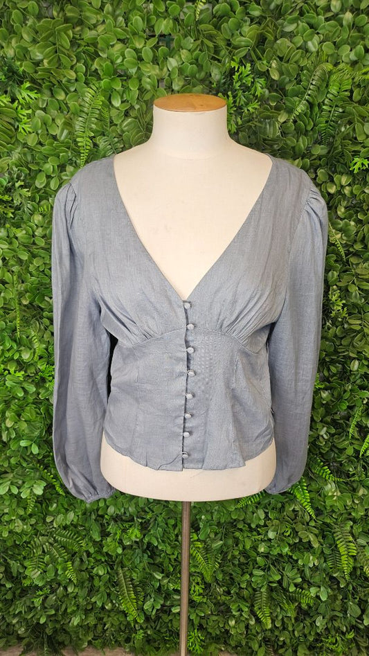 Amelius Blue Vivienne Linen Top BNWT (12)