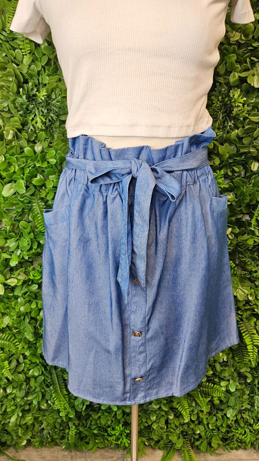 Charlo Blue Button Front Skirt (14)