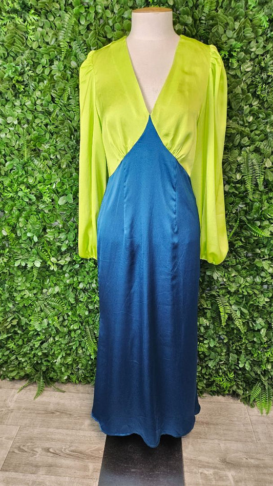 Never Fully Dressed Lime/Teal Block Colour Dress (10)