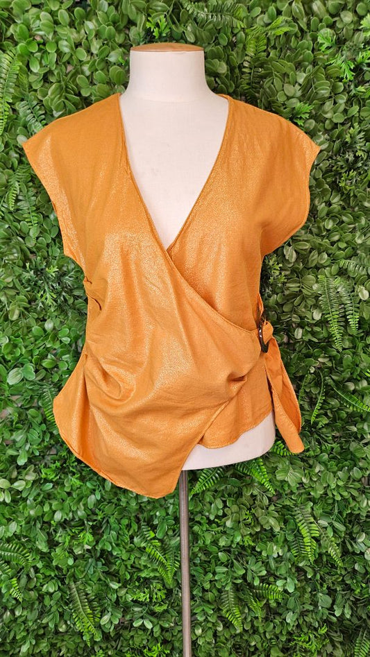 Zara Gold Wrap Top (10)