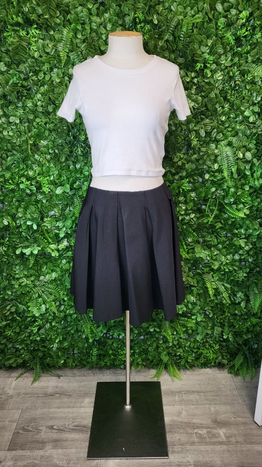 Cue Black Mini Pleat Skirt (8)