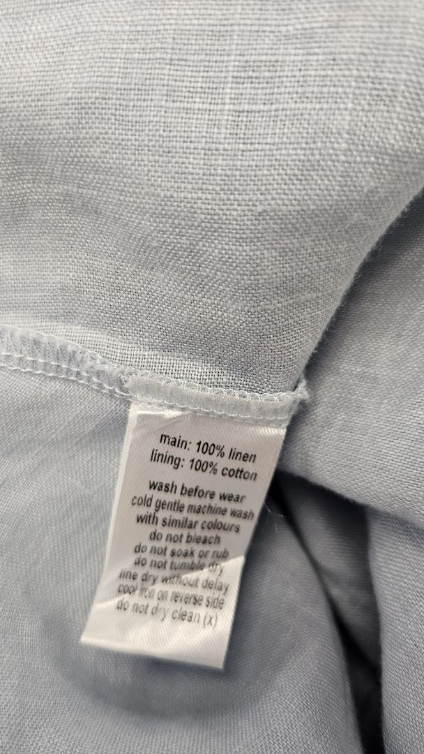 Aere Light Dusky Blue Linen Dress (6-8)