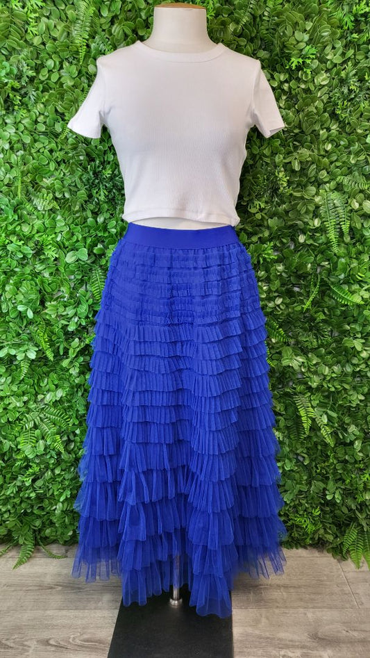 Unknown Azure Tulle Midi Skirt (12-14)