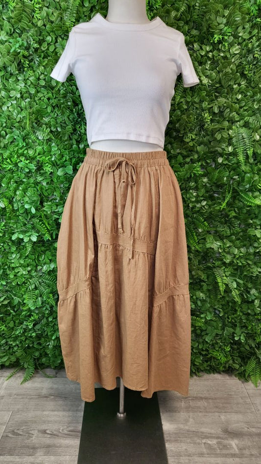 Two By Two Tan Linen Midi Skirt (10)