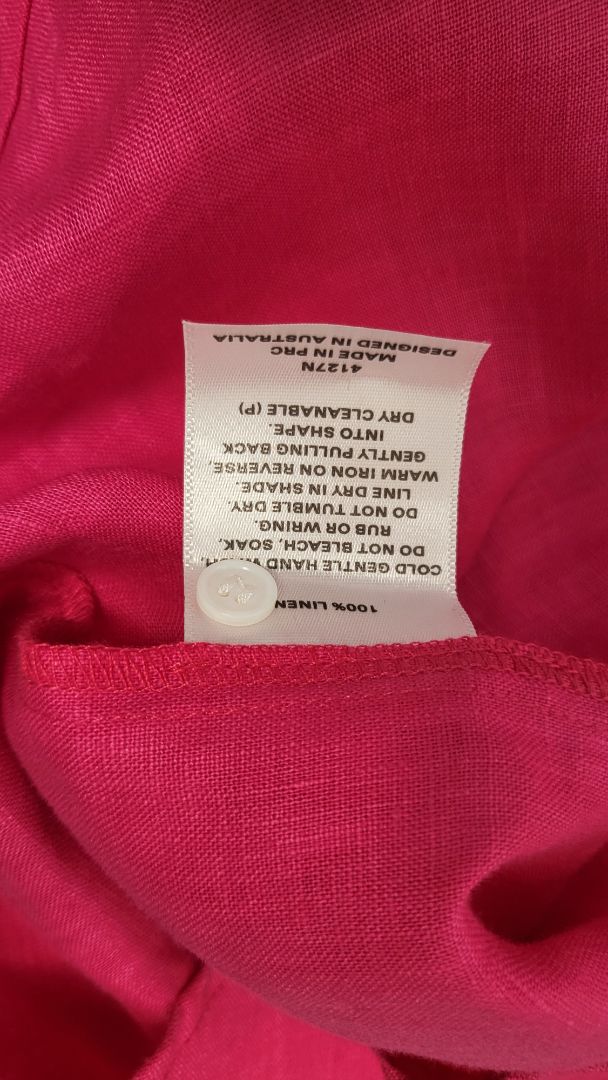 White by FTL Fushia Pink Linen Shirt Dress (14-16)