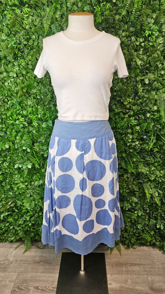 Hobbs London Blue Linen Skirt (14)