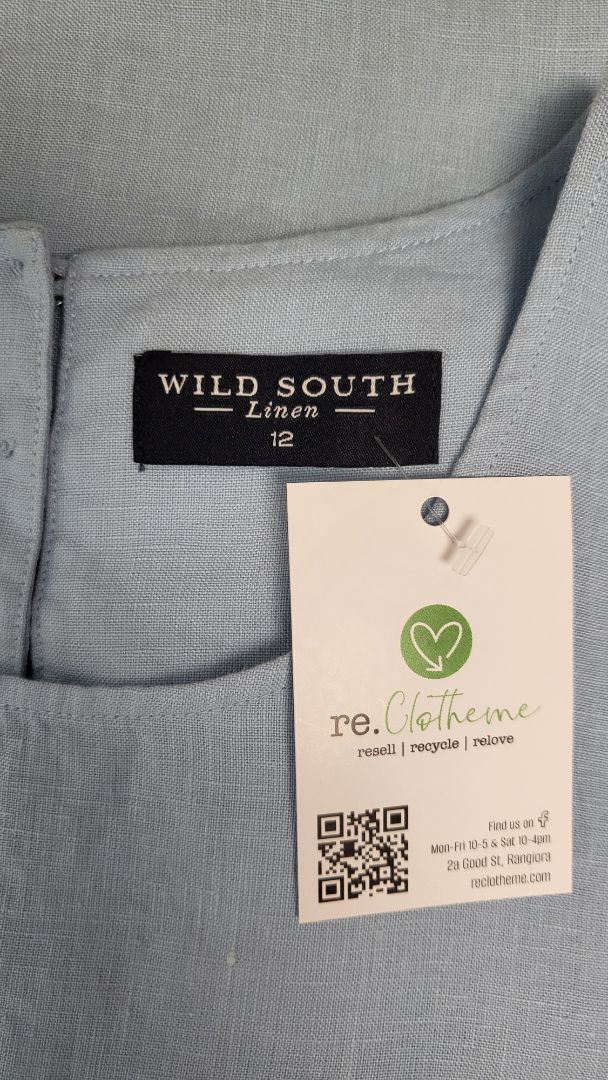 Wild South Light Bliue Linen Shift Dress (12)