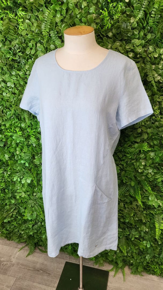 Wild South Light Bliue Linen Shift Dress (12)