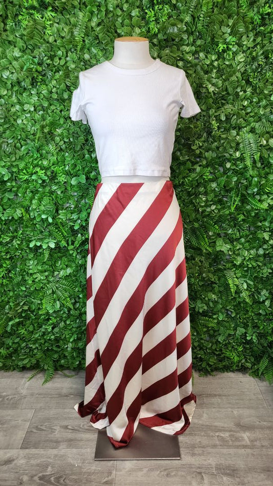 Among The Brave Stripe Fiery Plum Skirt BNWT (14)