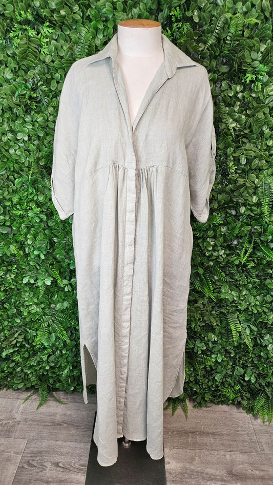 Zara Sage Green Linen Dress (16)