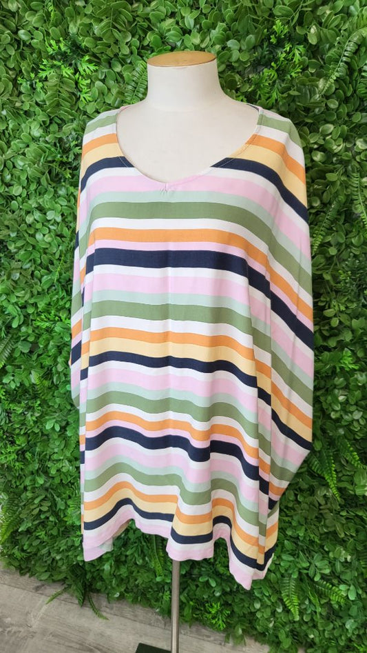 PQ Stripe Oversized Top OSFM