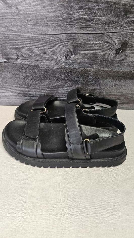 Seed Black Leather Sandals (40)