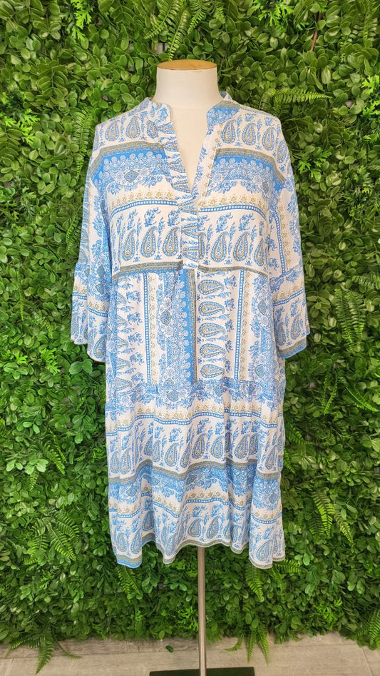 New Collection Blue Print Sun Dress (14-16)