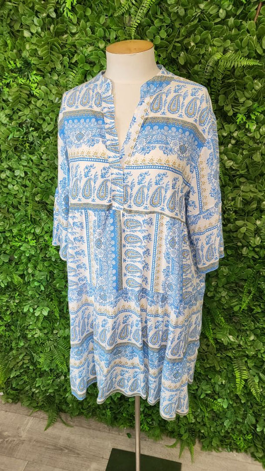 New Collection Blue Print Sun Dress (14-16)