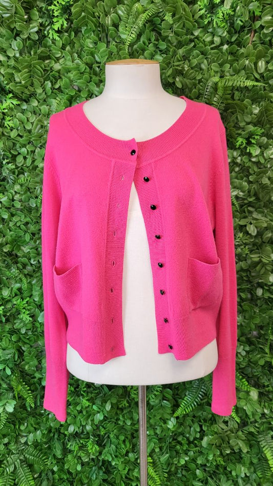 Marks & Spencer Pink Jet Button Cardigan (10-12)