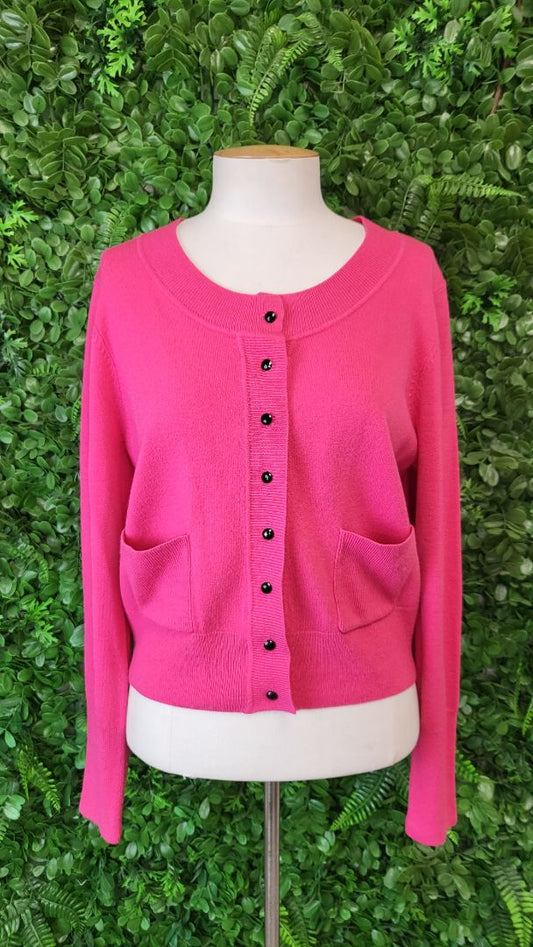 Marks & Spencer Pink Jet Button Cardigan (10-12)