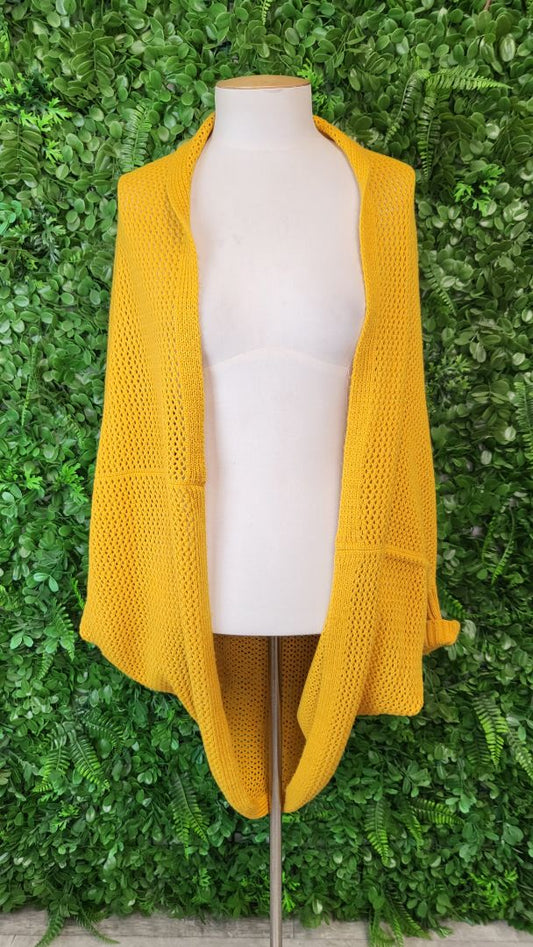 Hello Friday Mustard Knit Shrug (OSFM)