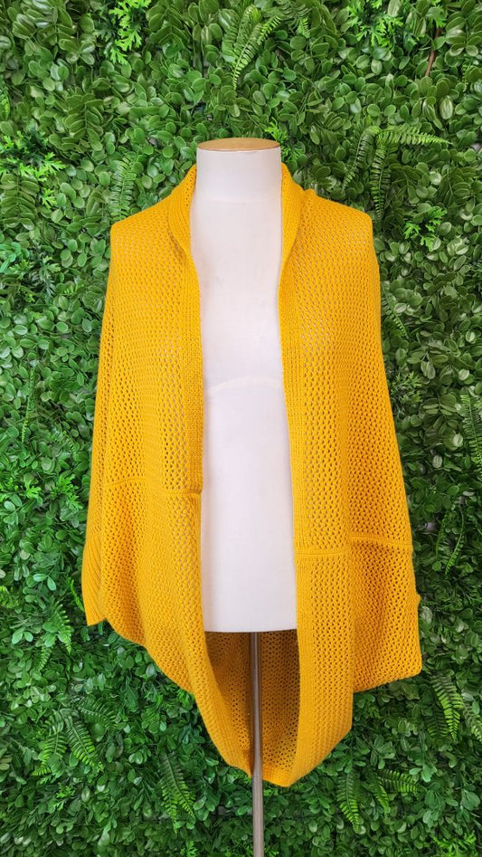 Hello Friday Mustard Knit Shrug (OSFM)