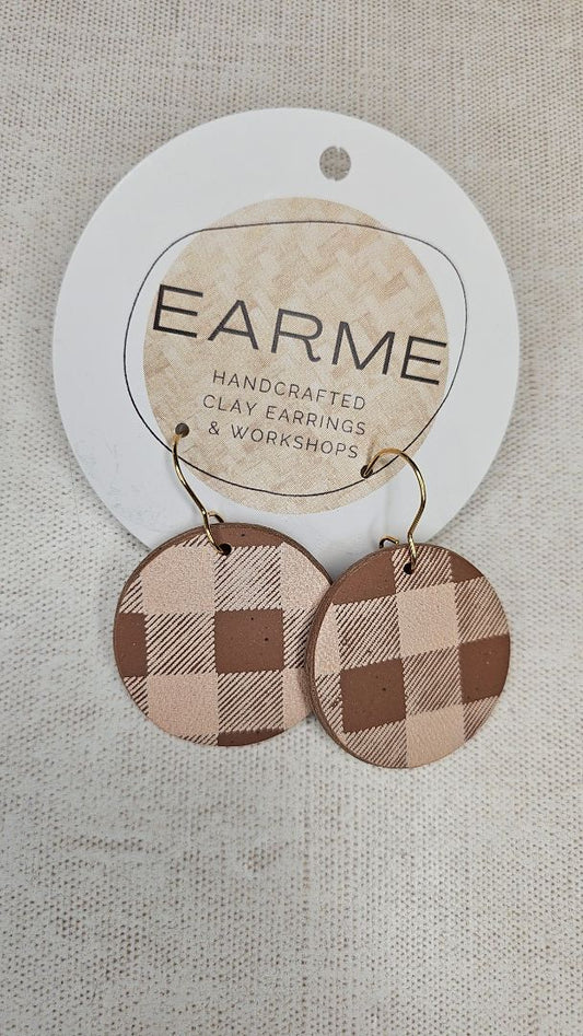 Earme Brown Check Earring BNWT