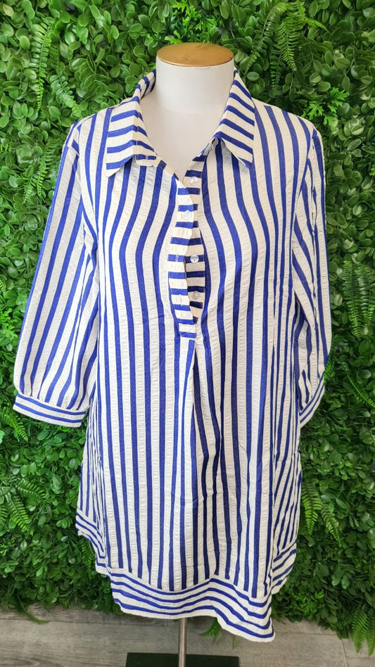 Unknown Navy/White Stripe Tunic Top (14)