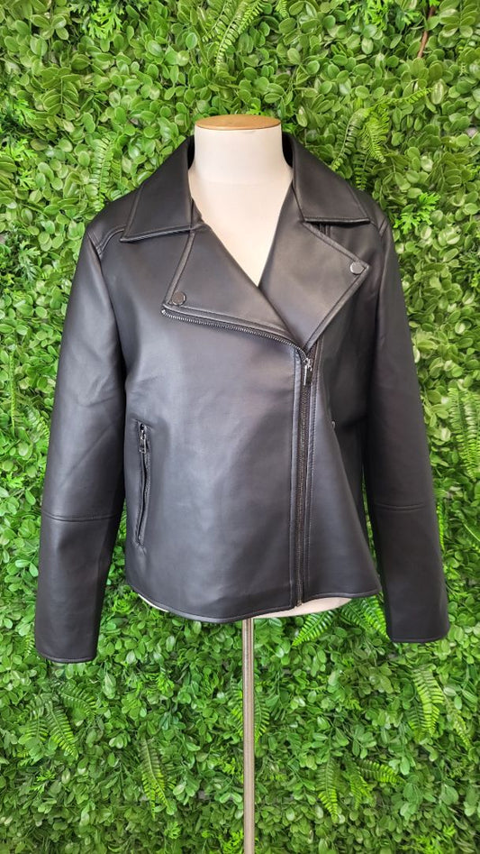 JD Williams Black Pleather Biker Jacket (14)