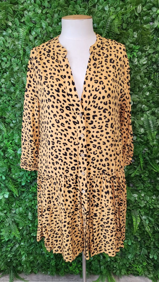 Iris Maxi Mustard Animal Print Dress (12)