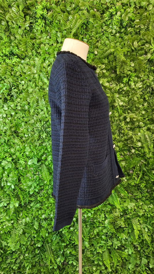 Blue Illusion Navy Textured Knit Jacket (10)