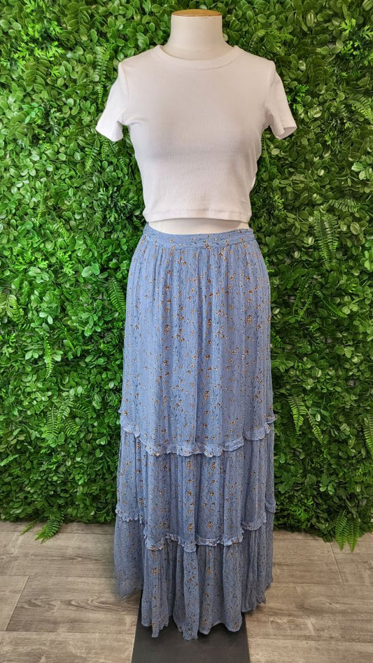 Max Blue Floral Skirt (6-8)