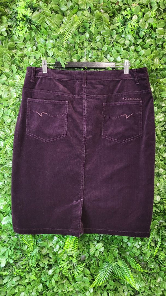 Vassalli Grape Cord Skirt Aubergine
