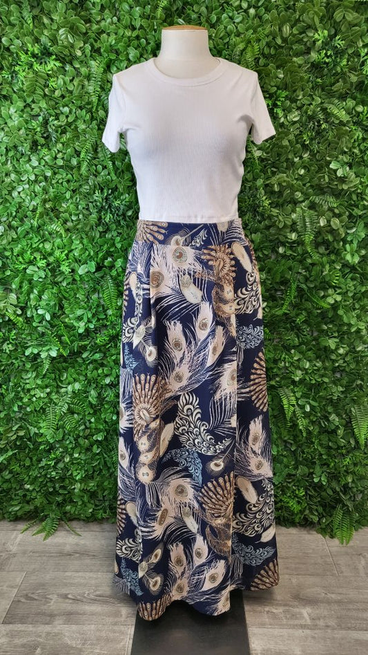 Yaly Couture Print Peacock Skirt (8-10)
