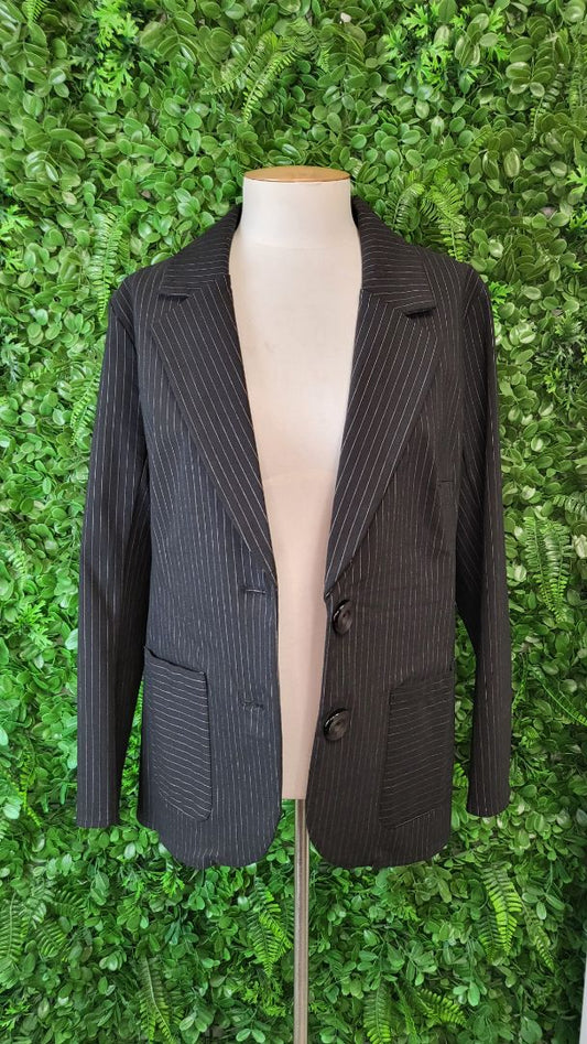 Annah Stretton Black Pinstripe Blazer Jacket (14)