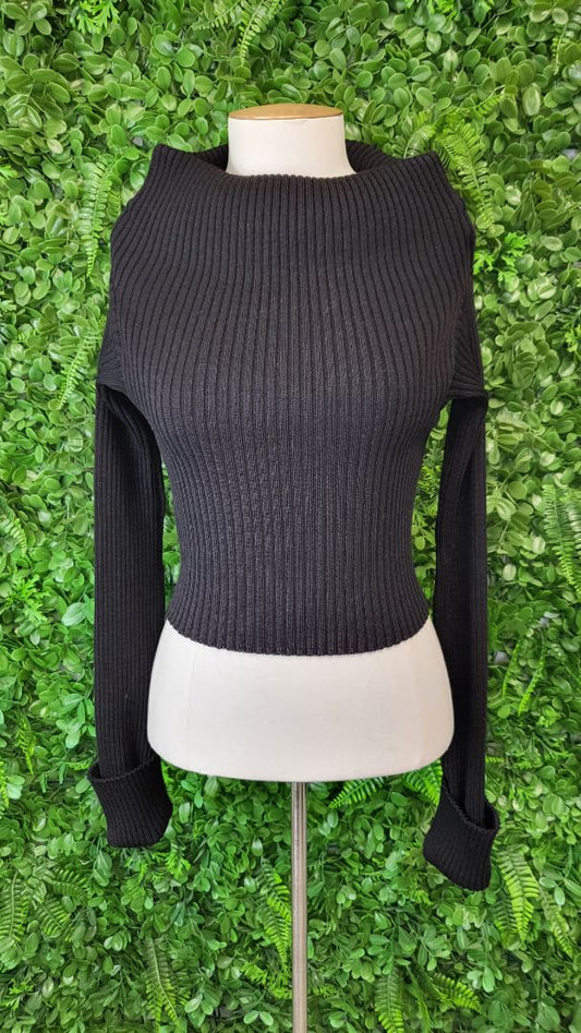 Nom*D Black Rolled Neck Crop Top (8-10)