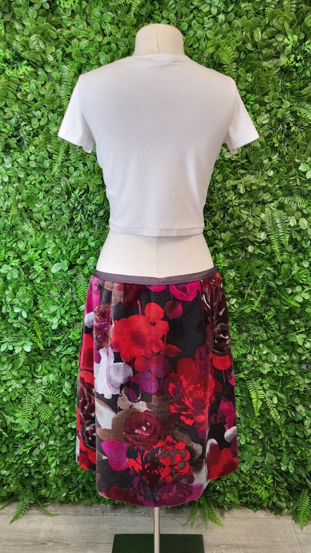 Monsoon Floral Velvet skirt (12-14)