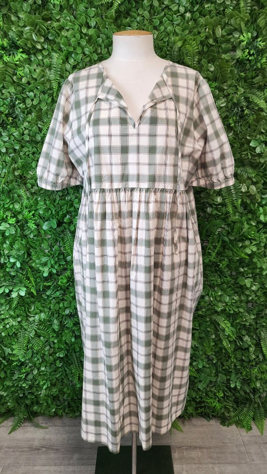 Swanndri Green Gingham Tiered Dress BNWT (12)