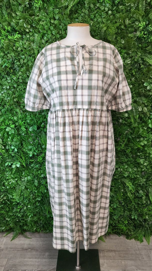Swanndri Green Gingham Tiered Dress BNWT (12)
